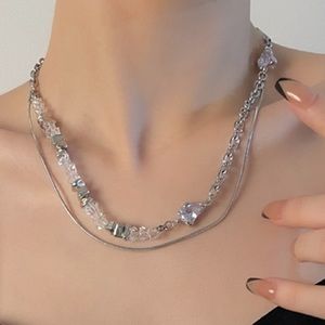 Newest style fashion crystals double layer necklace